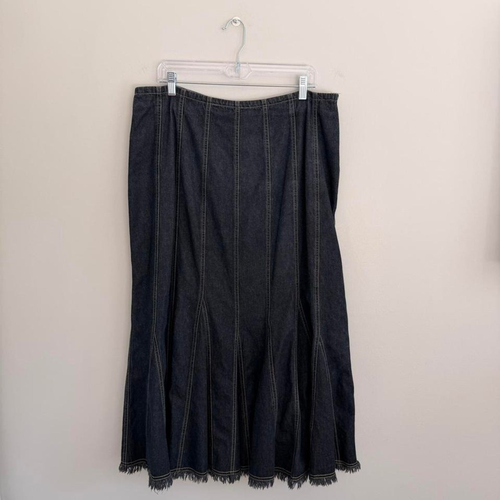 DARKWASH ASHLEY‎ STEWART DENIM PANELED MAX SKIRT